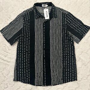 NWT Vatpave - Cotton Blend Stripes & Dots Casual Short Sleeved Button Down Shirt